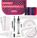 Calcuso Geodriehoeken & Passer Set – Roze etui met liniaal, gum, sjabloon en formules
