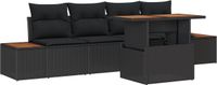 vidaXL Tuinbank - Set - 5 - st - Zwart - Poly - rattan