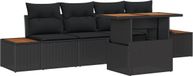 vidaXL Tuinbank - Set - 5 - st - Zwart - Poly - rattan