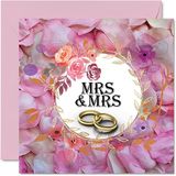 Sweet LGBT Gay Wedding Card - Petals of Happiness - Wenskaarten voor bruiloft "Congrats Well Done Just Married", 145 mm x 145 mm