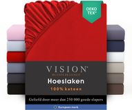 VISION home VISION Hoeslaken - 100% katoen - 160x200 cm - Rood - Tweepersoonsbed - Oekotex gecertificeerd