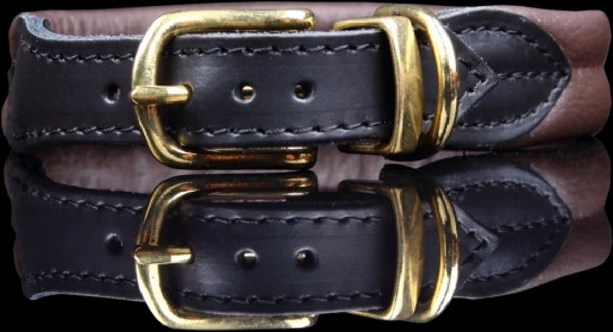 Dog's Companion Leren Halsband - 57-62 cm x 30 mm - Messing - Bruin