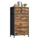 SONGMICS Ladekast met 5 Lades, Opbergkast met Stalen Frame | Stoffen Lades, voor Slaapkamer en Woonkamer, 50,6 x 30 x 96,2 cm, Rustiek Bruin, BELLAH Collectie LGS431K101
