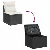 vidaXL 8-delige Loungeset met Kussens, Poly Rattan, Acacia, Zwart