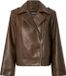 PIECES PCJOSIE COATED BIKER JACKET - Hot Fudge - XL