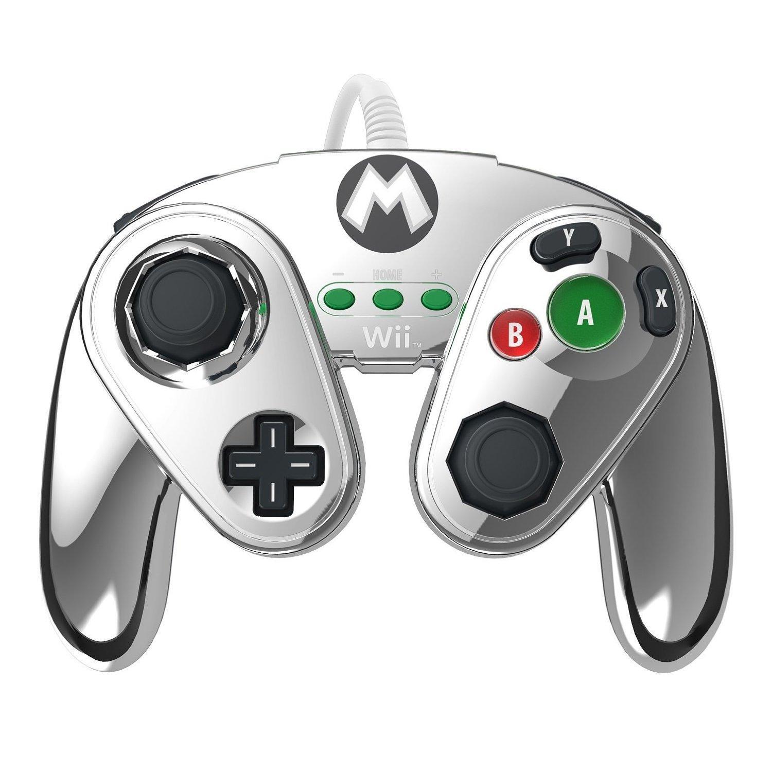 PDP Nintendo Super Smash Bros Controller - Mario Zilver Metallic Wii U / Wii