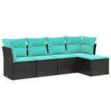 vidaXL 5-delige Loungeset met kussens, polyrattan, grijs