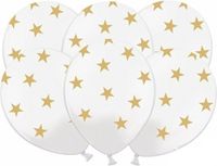 Bellatio Decorations Partydeco Sp. Z O. O. Witte ballonnen met gouden sterren - 6 stuks