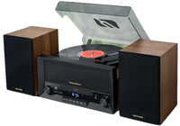 Muse Electronics Muse MT-120 MB Home Audio System - Bluetooth, CD, Radio, USB, 20W - Black/Wood/Transparent