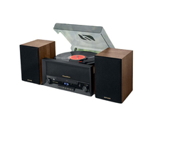 Muse Electronics Muse MT-120 MB Home Audio System - Bluetooth, CD, Radio, USB, 20W - Black/Wood/Transparent