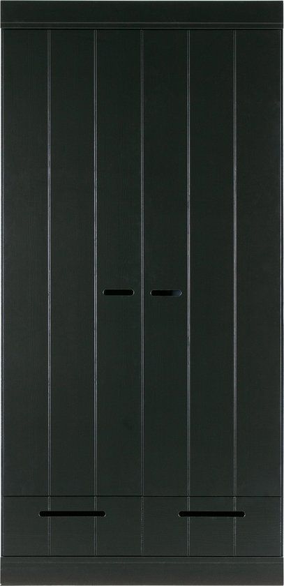 WOOOD Connect Kast 2-Deurs met Lade - Grenen - Zwart - 195x94x53cm