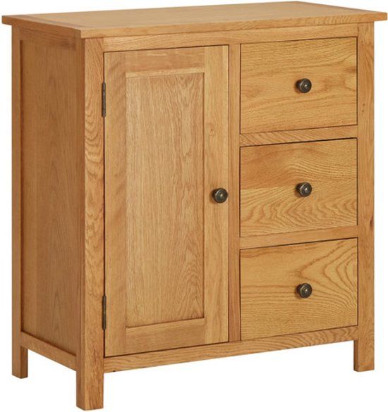 vidaXL Kast - Massief Eikenhout - 70x35x75 cm