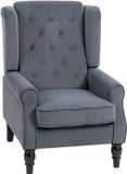 Homcom Fauteuil - Velvet - Grijs - 86L x 74B x 102H cm