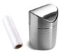 ZHOUWHJJ Essential-Mart Direct aanrecht geborsteld roestvrij staal klapdeksel tafel bureau auto mini prullenbak set worden geleverd met vuilniszak, 1,5 l/0,40 gal, 5 kleuropties, zilver