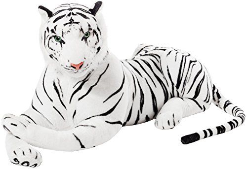 BRUBAKER XXL Knuffel Tijger Wit 110 cm
