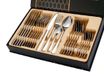 Couverts 24 pièces pour 6 personnes argent acier inoxydable poli couteaux fourchettes cuillères dans coffret cadeau