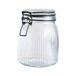 Alpina Voorraad/weck pot - transparant - geribbeld glas - 17 x 13 cm - 1,4 L