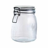 Alpina Voorraad/weck pot - transparant - geribbeld glas - 17 x 13 cm - 1,4 L