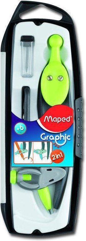 Maped Graphic passer 360° uitwisselbare vulling + adapter set - assorti kleuren