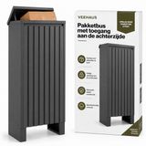 VEEHAUS StripeXL Pakketbrievenbus Achteruitname, Gegalvaniseerd Staal, 43 Liter, Vrijstaand, 100 cm, Zwart