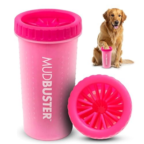 Dexas MudBuster draagbare hondenpootreiniger, roze grote dierenbenodigdheden en accessoires