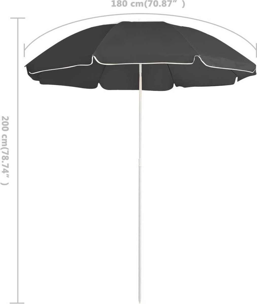 vidaXL Parasol met stalen paal 180 cm antracietkleurig