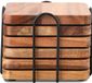 Unyqoos® Set van 6 houten onderzetters met houder