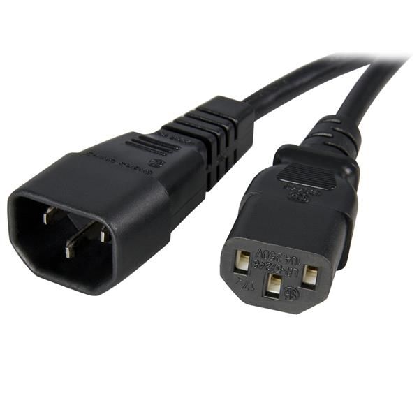 StarTech.com 1 m standaard voedingskabelverlenging voor computer C14 naar C13