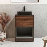 Hudson Reed Hoxton meuble lavabo 60cm étagère ouverte chêne foncé avec lavabo à poser rectangulaire graphite