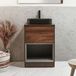 Hudson Reed Hoxton meuble lavabo 60cm étagère ouverte chêne foncé avec lavabo à poser rectangulaire graphite