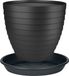Juypal Hogar Juypal Plantenpot/bloempot Florenzia met onderschaal - D13 x H11 cm - zwart - kunststof