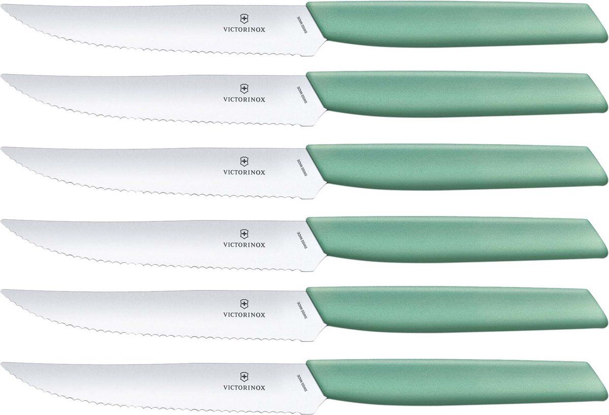 Victorinox Swiss Modern Steakmessen - 6-delig - Mintgroen