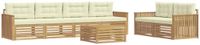 vidaXL Ensemble de canapé d'extérieur 7 pièces Blanc et crème Acacia massif