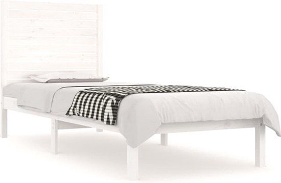 vidaXL Bedframe massief hout wit 75x190 cm