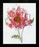 Design Works Roze Bloemenkruis Stitch Kit, Katoen, Meerkleurig, 20 x 25,5 x 0,1 cm