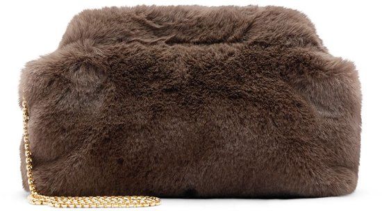 Manfield Grijze clutch van faux fur