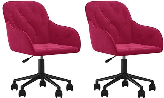 vidaXL Eetkamerstoelen 2 stuks draaibaar fluweel wijnrood
