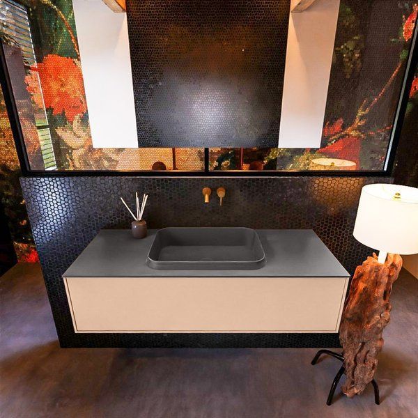 Mondiaz ERIN 120cm badmeubelset Rosee met 1 lade - Dark grey wastafel