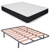 Duérmete Online Complete voordeelset met visco-elastische matras, omkeerbaar, visco-elastisch, met lattenbodem en 6 poten, 135 x 190 cm