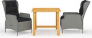 The Living Store Tuinset - Acaciahouten Eettafel - PE-rattan Buitenstoel - Lichtgrijs - Zwart Kussen