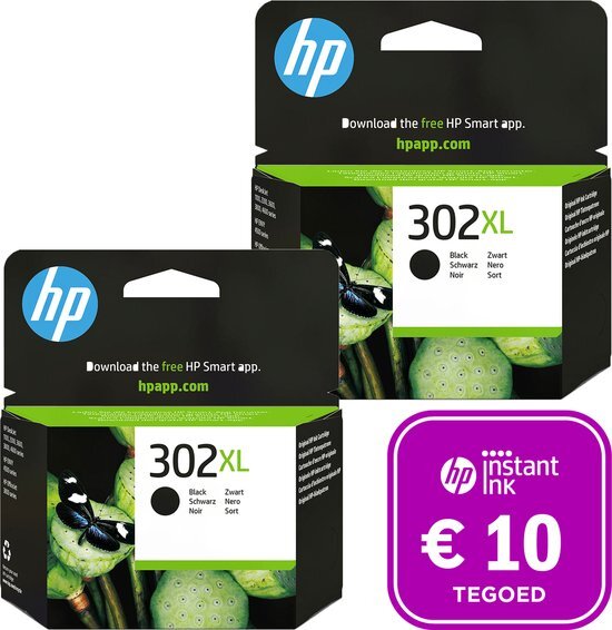 HP 302 - 2x Inktcartridge 302XL Zwart + Instant Ink tegoed