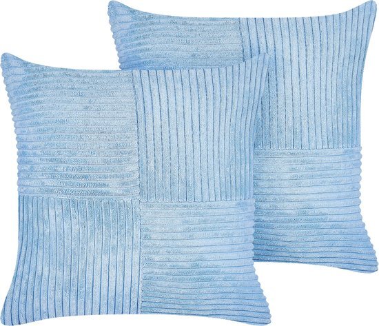 MILLET - Sierkussen set van 2 - Blauw - 43 x 43 cm - Corduroy