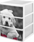 Great Plastic Set 3 lades zwart met hond motief
