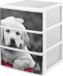 Great Plastic Set 3 lades zwart met hond motief