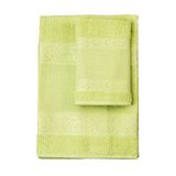 Filet - Set van 2 badstof badhanddoeken met Aida stoffen inzetstuk om op te borduren | 60 x 105 cm en 40 x 55 cm | gezicht en gastendoekje | hoogwaardige badstof | Made in Italy | selderij groen