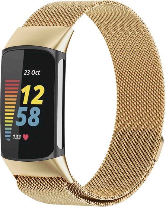 iMoshion Milanees Bandje Fitbit Charge 5 - Goud - Maat S