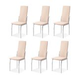 Somnia Descanso - Set van 6 gestoffeerde stoelen, beige, verchroomde poten, model LYA