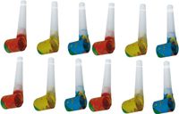 Merkloos / Sans marque Papieren roltongen / feest toetertjes - 25x - blaastoeters - kunststof / papier - kinder verjaardag - feesttoeters feestartikelen