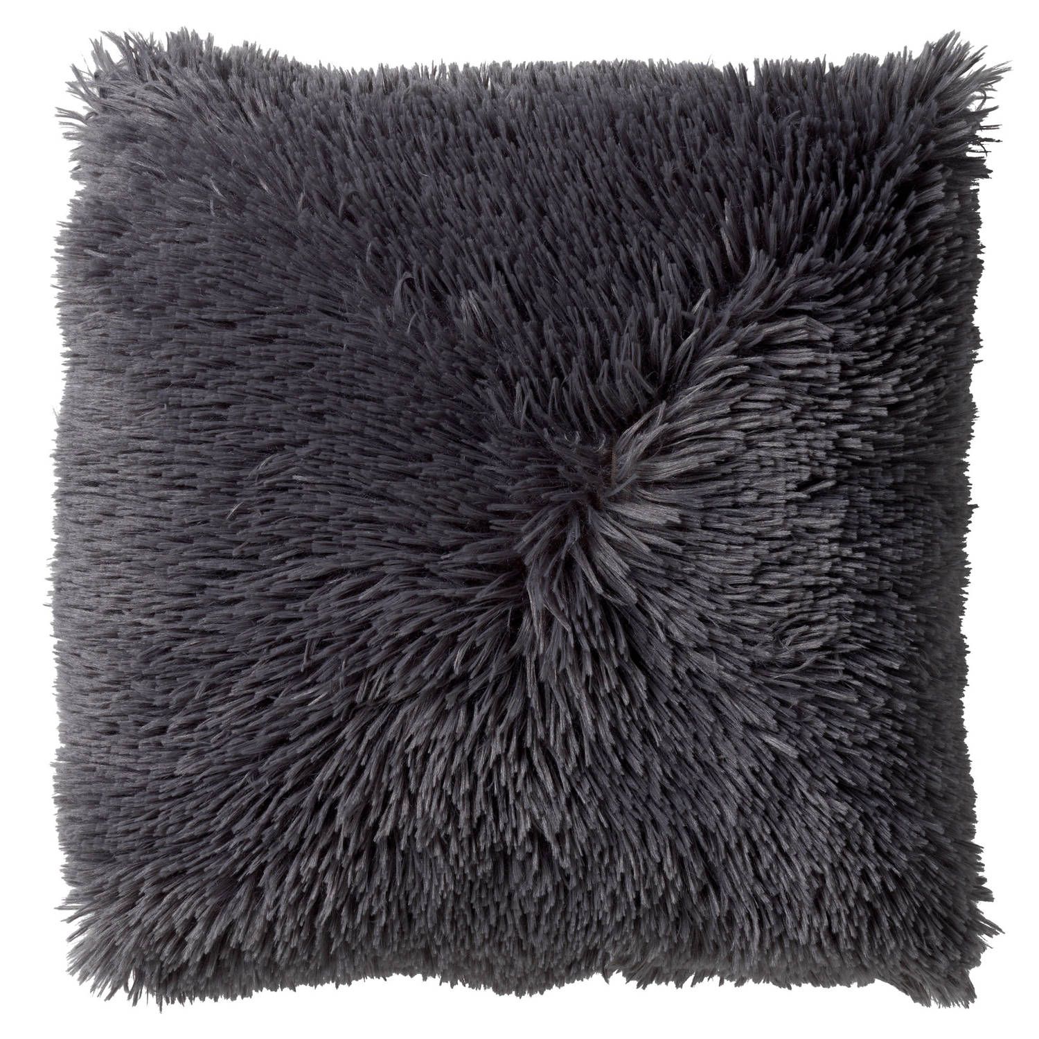 Dutch Decor Fluffy Sierkussen Unikleur Charcoal Gray 60x60 cm - Grijs