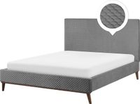 Beliani BAYONNE Tweepersoonsbed Grijs 180 x 200 cm Fluweel